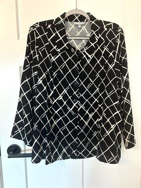 Habitat Black White Geometric Print Button Up Shirt Jacket L